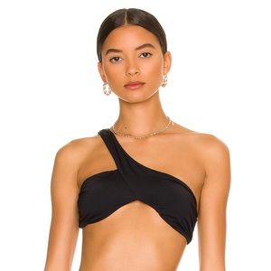 WeWoreWhat Asymmetrical Black Crossover Bikini Top